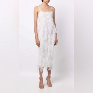 Rachel Gilbert Ivory Feather Embellished Aster Gown